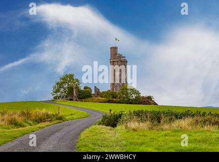 Der alte Folly Tower in Ballyfin Demesne im County Laois, erbaut von Sir Richard und William Vitruvius Morrison in den 1820er Jahren Stockfoto