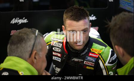 22 Alex Lowes GBR Kawasaki ZX-10RR Kawasaki Racing Team WorldSBK während der Pirelli Catalunya Runde - Runde 2 - Superpole, World Superbike - SBK Rennen in Barcelona, Spanien, 23. März 2024 NÂ Stockfoto