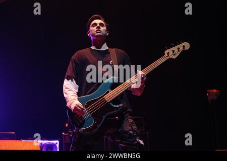 George Hunt, Bassist As Everything Unfolds 2024, ist eine britische Metal-Band, die 13 als Akustikpaarung gegründet wurde. Bis heute haben sie zwei Alben veröffentlicht. Stockfoto