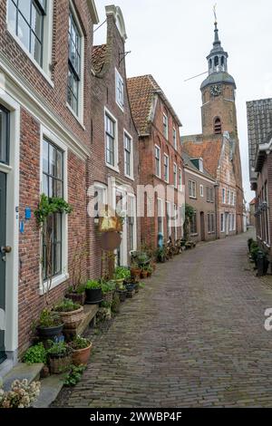 Fassade älterer niederländischer Wohngebäude Stockfoto