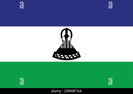 Nationalflagge von Lesotho, Lesotho-Zeichen, Lesotho-Flagge Stock Vektor
