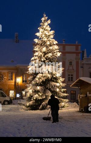 Weihnachtsbaum In Eggenburg, Niederösterreich, Österreich Stockfoto