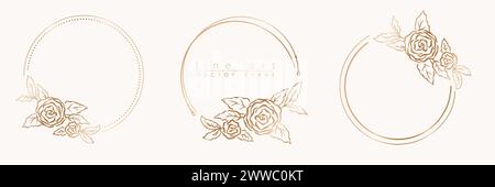 Botanisches goldenes Rahmenset. Stock Vektor