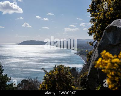 Ein Blick auf die Wicklow Küste vom Killiney Hill im Süden von Dublin, irland. Stockfoto