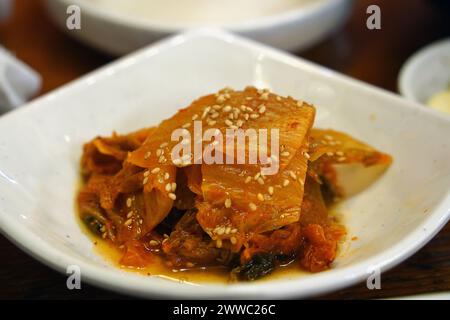 Eine Art Kimchi, insbesondere Kimchi, die länger als 6 Monate bei niedriger Temperatur altern. Stockfoto