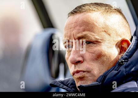 WERKENDAM, Niederlande. März 2024. Fußball, Stadion de Zwaaier, BetNation Divisie, Saison 2023/2024, während des Spiels Kozakken Boys - Jong Almere City, Kozakken Boys Trainer Edwin Grunholz Credit: Pro Shots/Alamy Live News Stockfoto