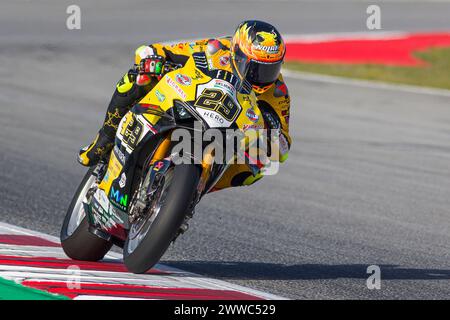 Circuit de Barcelona, Barcelona, Katalonien, Spanien. März 2024. 2024 Pirelli Catalunya Round, World Superbikes, Runde 2, Tag 2; Andrea Iannone vom Team Goeleven fährt den Ducati Panigale V4R während des freien Trainings 3 Credit: Action Plus Sports/Alamy Live News Stockfoto