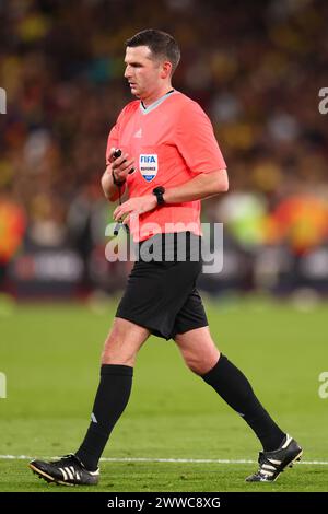 London Stadium, London, Großbritannien. März 2024. International Football Friendly, Spanien gegen Kolumbien; Schiedsrichter Michael Oliver Credit: Action Plus Sports/Alamy Live News Stockfoto