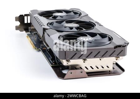NVIDIA RTX 3060 OC 12g TUF Gaming Grafikkarte auf weißem Hintergrund Stockfoto