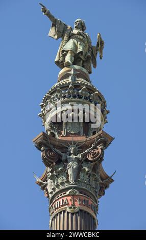 Mirador de Colom, Kolumbus-Denkmal, Barcelona, Katalonien, Spanien Stockfoto