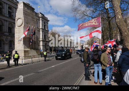 Whitehall, London, Großbritannien. März 2024. Eine Rallye für die britische Kultur auf Whitehall. Quelle: Matthew Chattle/Alamy Live News Stockfoto