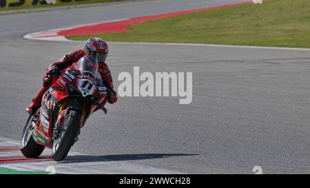 11 Nicolo Bulega ITA Ducati Panigale V4R ARUBA.IT Rennen während der Pirelli Catalunya Runde - Runde 2 - Rennen 1, World Superbike - SBK Rennen in Barcelona, Spanien, 23. März 2024 NÂ Stockfoto