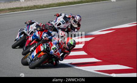 NÂ°21 Michael Ruben Rinaldi ITA Ducati Panigale V4 R Team Motocorsa Racing während der Pirelli Catalunya Runde - Runde 2 - Rennen 1, World Superbike - SBK Rennen in Barcelona, Spanien, 23. März 2024 Stockfoto