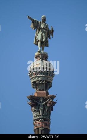 Mirador de Colom, Kolumbus-Denkmal, Barcelona, Katalonien, Spanien *** Mirador de Colom, Columbus Monument, Barcelona, Katalonien, Spanien Stockfoto