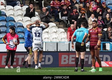 Huddersfield, Großbritannien. März 2024. Der LIGI Sao Hull FC ist beim Spiel Huddersfield Giants gegen Hull FC im John Smith's Stadium, Huddersfield, Großbritannien, 23. März 2024 (Foto: Mark Cosgrove/News Images) in Huddersfield, Großbritannien, am 23. März 2024 in Huddersfield, Großbritannien, in Sin Bins. (Foto: Mark Cosgrove/News Images/SIPA USA) Credit: SIPA USA/Alamy Live News Stockfoto