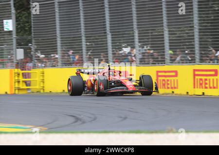 Melbourne, Australien, 23. März: #55, Carlos SAINZ Jr., ESP, Team Scuderia Ferrari, SF-24, während des Formel-1-Formel-1-Grand-Prix von Australien 2024. Albert Park Grand-Prix-Rennstrecke, Formel 1 – Bild, Foto und Copyright © Clay CROSS ATP Images (CROSS Clay/ATP/SPP) Stockfoto