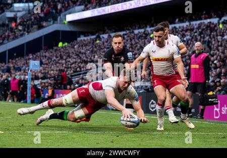 London, Großbritannien. März 2024. Harlequins Alex Dombrandt geht zum ersten Mal im Gallagher Premiership Saracens Men V Harlequins, Tottenham Hotspur Stadium, London UK. Am 23. März 2024. Foto Gary Mitchell: Gary Mitchell, GMP Media/Alamy Live News Stockfoto