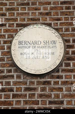 07/10/13 hier in der Synge Street 3 (heute 33) Dublin wurde George Bernard Shaw am 26. Juli 1856 geboren und lebte bis 1876, als er nach London zog Stockfoto