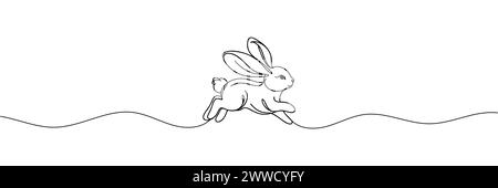 Der Hase läuft in einer durchgehenden Linie. Vektorabbildung. Stock Vektor
