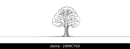 Der Strukturbaum wird mit einer durchgehenden Linie gezeichnet. Vektorabbildung. Stock Vektor