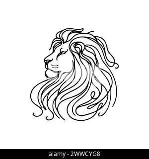 Das Gesicht des Löwen ist in einer durchgehenden Linie gezeichnet. Vektorabbildung. Stock Vektor