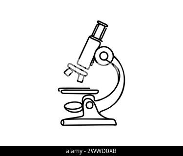 Mikroskop mit einer durchgehenden Linie. Vektorabbildung. Stock Vektor
