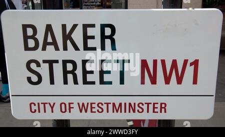 Straßenschild für Baker Street, Baker Street, London, City of Westminster, Großbritannien Stockfoto