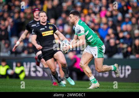 Exeter, Großbritannien. März 2024. Adam Radwan von Newcastle Falcons im Spiel des Gallagher Premiership Rugby-Spiels zwischen Exeter Chiefs und Newcastle Falcons Rugby im Sandy Park, Exeter, Großbritannien am 23. März 2024. Foto von Scott Boulton. Nur redaktionelle Verwendung, Lizenz für kommerzielle Nutzung erforderlich. Keine Verwendung bei Wetten, Spielen oder Publikationen eines einzelnen Clubs/einer Liga/eines Spielers. Quelle: UK Sports Pics Ltd/Alamy Live News Stockfoto