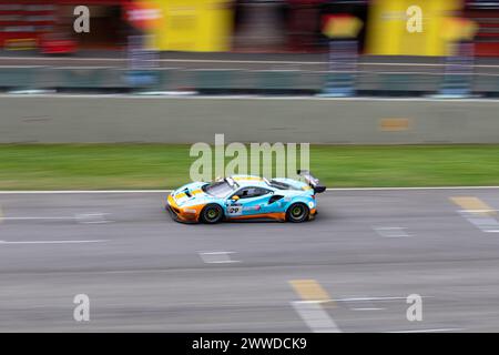 Mugello Circuit, Italien 23/03/2024 - 12h Mugello, Serie 24H. Rennen Teil 1. Ferrari 488 GT3 von Pellin Racing in Aktion auf der Rennstrecke. Foto: Fabio Pagani/Alamy Live News Stockfoto