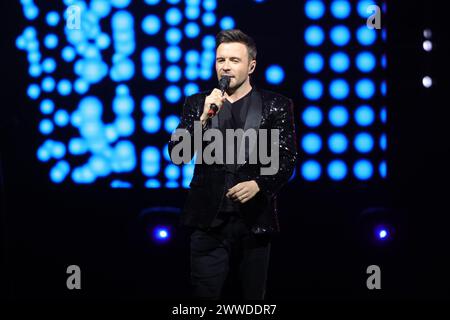 Mexiko-Stadt, Mexiko. März 2024. Shane Filan von der irischen Band Westlife tritt am 22. März 2024 während der Wild Dreams Tour in der Arena CDMX in Mexiko-Stadt auf. (Foto: Luis Marin/Eyepix Group) Credit: NurPhoto SRL/Alamy Live News Stockfoto