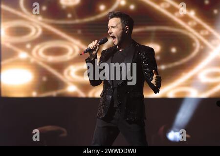 Mexiko-Stadt, Mexiko. März 2024. Shane Filan von der irischen Band Westlife tritt am 22. März 2024 während der Wild Dreams Tour in der Arena CDMX in Mexiko-Stadt auf. (Foto: Luis Marin/Eyepix Group) Credit: NurPhoto SRL/Alamy Live News Stockfoto