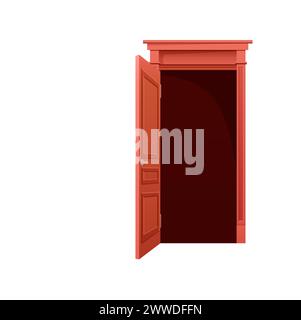 Animierte offene Tür. Haustür, hölzerne Haustür Cartoon Vektor Illustration Stock Vektor