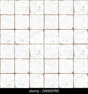 Antike quadratische Fliesenillustration mit abgebrochenen Kanten und gerissener Glasur auf der Oberfläche. Die Kachel ist 6 x 6. Für Hintergründe, Tapeten, Textilien Stockfoto