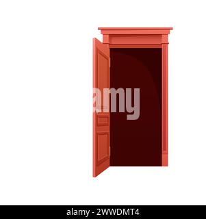 Animierte offene Tür. Haustür, hölzerne Haustür Cartoon Vektor Illustration Stock Vektor