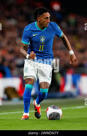 Wembley Stadium, London, Großbritannien. März 2024. International Football Friendly, England gegen Brasilien; Raphinha of Brazil Credit: Action Plus Sports/Alamy Live News Stockfoto