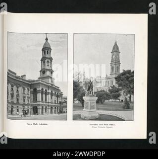 Beschreibung: Rathaus, Adelaide. Ort: Adelaide, Australien Datum: c 1900s Beschreibung: Hercules and Post Office. Vom Victoria Square. Ort: Adelaide, Australien Datum: c 1900s australia, australasien, ozeanien, australasiathroughalens Stockfoto