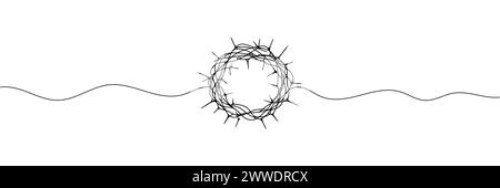 Durchgehende, einzeilige Zeichnung von Christi Dornenkrone. Stock Vektor