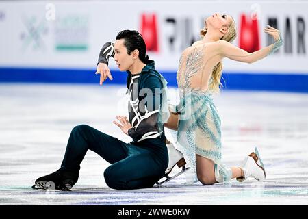 Holly HARRIS & Jason CHAN (aus), während des Ice Dance Free Dance bei den ISU World Figure Skating Championships 2024, im Bell Center, am 23. März 2024 in Montreal, Kanada. Quelle: Raniero Corbelletti/AFLO/Alamy Live News Stockfoto