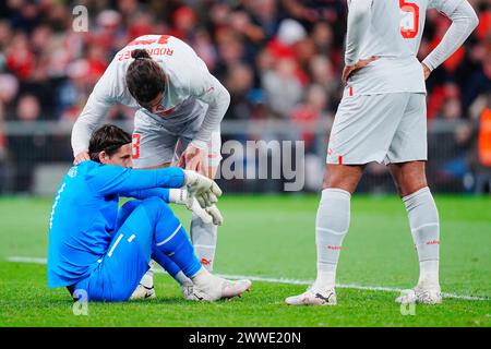 Torhüter aus der Schweiz Yann Sommer. Freundschaftsspiel zwischen Dänemark und der Schweiz im Park, Samstag, 23. März 2024. (Foto: Liselotte Sabroe/Scanpix 2024) Stockfoto