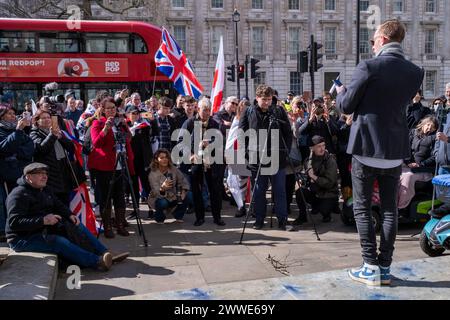 London, Großbritannien. März 2024. Wendepunkt die rechte Organisation hält eine Kundgebung in Zentral-London ab, um die britische Kultur zu bewahren. Quelle: James Willoughby/Alamy Live News Stockfoto