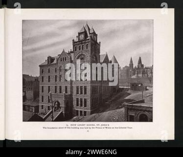 New Court House in St. John's, Neufundland, Kanada, mit Grundstein, den der Prinz von Wales 1910 während seiner Colonial Tour legte. Stockfoto