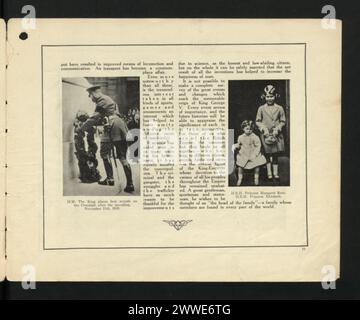 König Georg V. wird am 11. November 1919 im Cenotaph in London den ersten Kranz platzieren, während Prinzessin Margaret Rose und Prinzessin Elizabeth am Tag des Waffenstillstands anwesend sind. Stockfoto