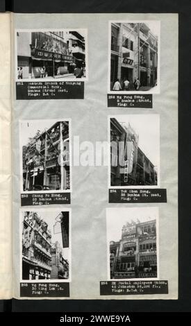 Beschreibung: WESTERN Branch of Nanyang Commercial Bank, Bonham Strand East, Flags B.& C. Lage: Hong Kong Datum: 01 Oktober 1955 Beschreibung: Ng Fung Hong, 8 Bonham Strand, Flag: C. Lage: Hong Kong Datum: 01 Oktober 1955 Beschreibung: Chung Fu Hong, 33 Bonham Strand, Flag: C. Lage: Hong Kong Datum: Oktober 1955 Beschreibung: Tak Shun Hong, 38 Bonham St. West, Flag: C. Lage: Hong Kong Datum: 01 Oktober 1955 Beschreibung: Ng Fung Hong, 30 Wing Lok St. Flagge: C. Ort: Hongkong Datum: 01 Oktober 1955 Beschreibung: HK Postal Employees Union, 42 Johnston Rd, 3rd fl., Flags B. U.& C. Loc Stockfoto