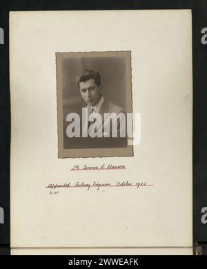 Herr Terence C. Hanson wurde im Oktober 1925 zum Eisenbahningenieur ernannt, der den Eisenbahnbetrieb und die Infrastruktur beaufsichtigte. Stockfoto