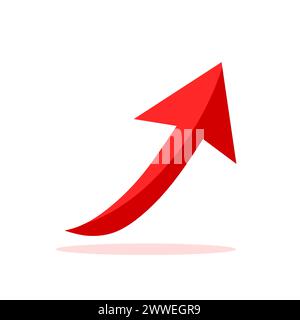 Pfeilsymbol. Roter Hochglanz-Pfeil auf weißem Hintergrund. Vektorabbildung Stock Vektor
