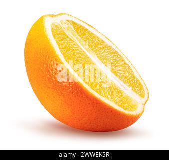 Leckere Orangenscheibe isoliert auf weißem Hintergrund. Beschneidungspfad. Stockfoto