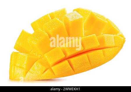 Leckere Mangoblätter isoliert auf weißem Hintergrund. Beschneidungspfad. Stockfoto