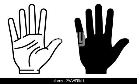 Handsymbole eingestellt. Schwarze Silhouette der Hand in flachem Stil, isoliert auf weißem Hintergrund. Vektorabbildung. Stock Vektor