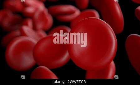 Rote Blutkörperchen. Erythrozyten. 3D Abbildung. Stockfoto