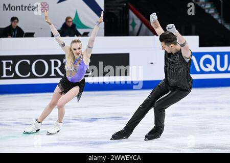 Montreal, Kanada. März 2024. MONTREAL, KANADA - 22. MÄRZ 2024: Mariia Ignateva und Danijil Leonyidovics Szemko (HUN) während der ISU Eiskunstlauf-Weltmeisterschaft im Bell Centre ON in Montreal, Kanada. Quelle: Orange Pics BV/Alamy Live News Stockfoto